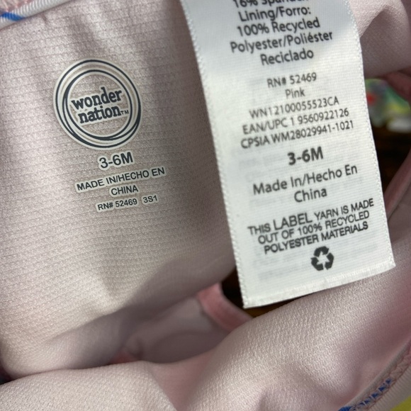 Wonder Nation Pink & Floral Baby Swimsuit Set 3-6 M - Picture 5 of 7